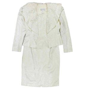 Jessica McClintock Vintage 80's 2 Piece Lace Brocade Bridal Cottagecore Dress Se